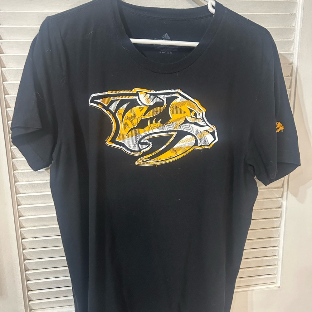 adidas Black Short-Sleeve Tee with Yellow & White Predators Logo